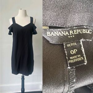Banana Republic Cut Out Shoulder Black Mini Dress size 0 Petite